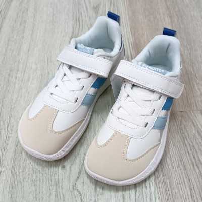 calzado respetuoso infantil, modelo ares de blanditos en color blanco y azul