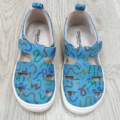 calzado respetuoso infantil, sandalia coqueflex azul estampado