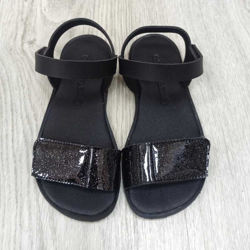 sandalia respetuosa coqueflex, color negro brillo. Calzado respetuoso infantil